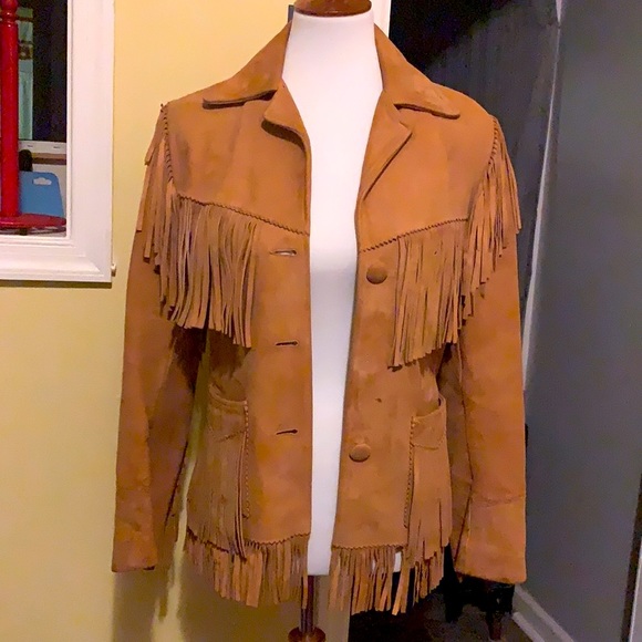 💝SOLD💝🍒Vintage @ThriftNTell fringe suede jacket🍒 - Picture 5 of 13